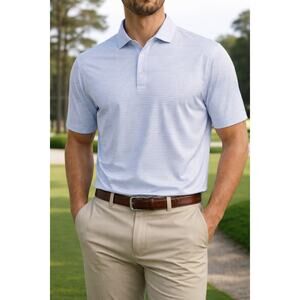 Peter Millar Crown Crafted Polo Shirt Mens 2XL/XXL Blue Stripe Performance Golf